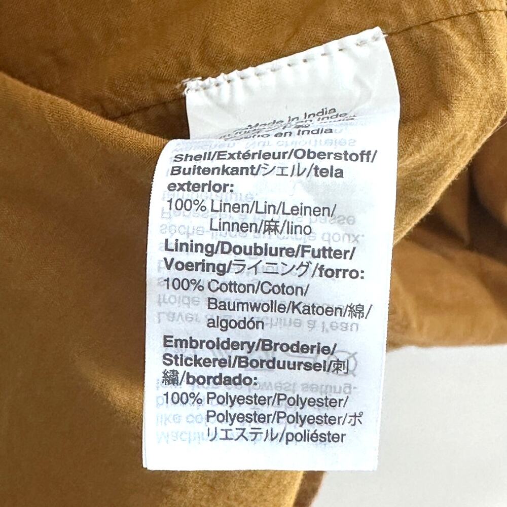 J. Crew golden brandy linen drawstring dress with embroidery size 10 - Picture 7 of 8